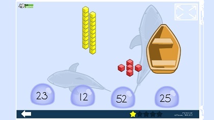 لعبة سمك القرش والمبنى العشري للاعداد