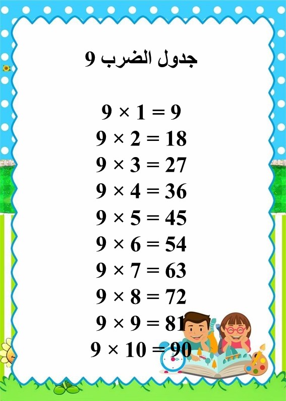 جدول الضرب في 9