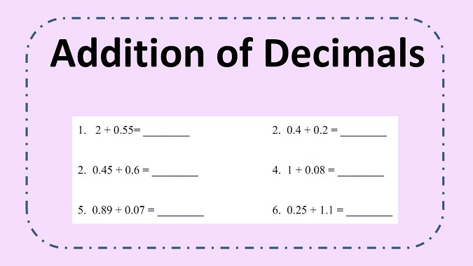 Addition of Decimals worksheet