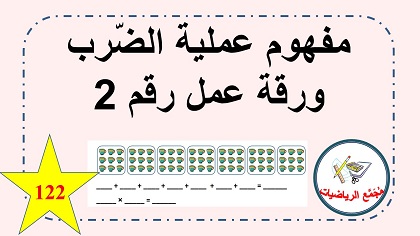 ورقة عمل في مفهوم عملية الضرب رقم 2