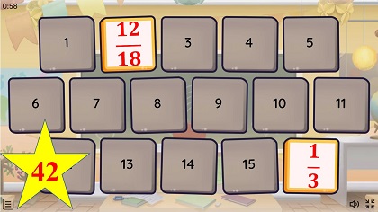  لعبة الذاكرة وعملية توسيع واختزال الكسور البسيطة 