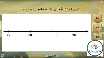 لعبة تعيين اعداد على مستقيم الاعداد في مجال ال 100