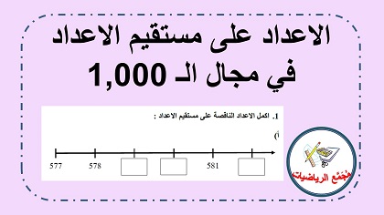 اوراق عمل في تعين الاعداد على مستقيم الاعداد في مجال ال 1,000