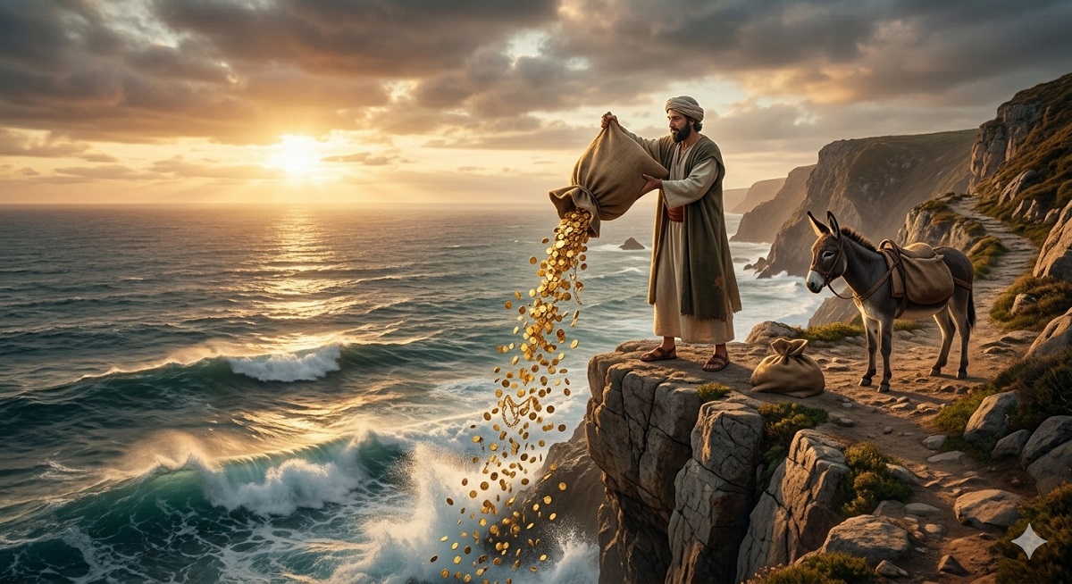 الفقير يرمي الذهب في البحر